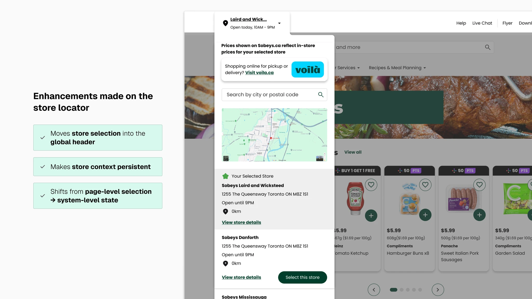 After: Redesigned store locator